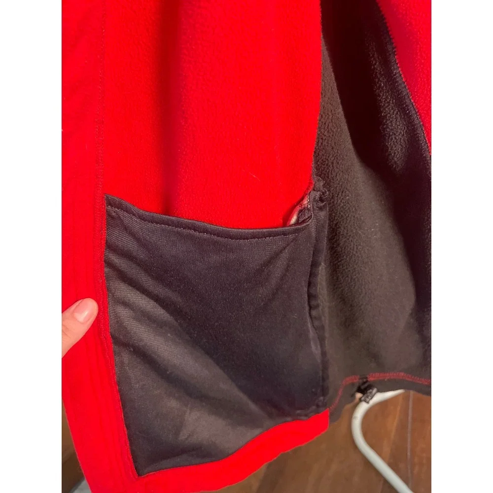 The North Face Red Black Colorblock Fleece Jacket Full Zip Mens‎ L vintage Y2K